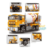 Construction Cement Mixer Truck Building Block Set – 654 Pieces