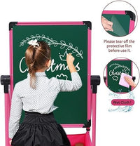 Children Magnetic Easel with Whiteboard and Blackboard Adjustable Height