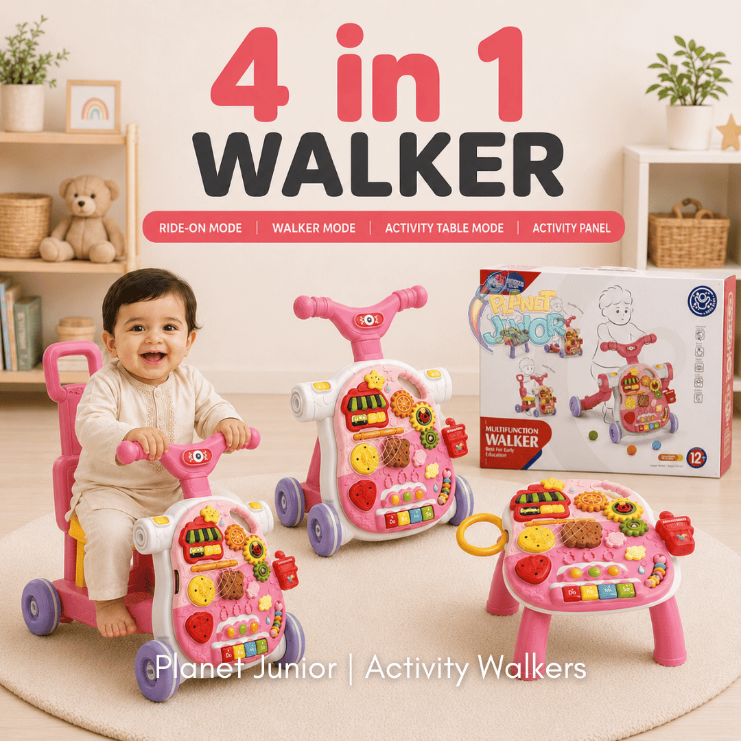 Multifunction 4-in-1 Baby Walker with Activity Table, Scooter & Ride-On