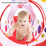 3-in-1 Foldable Tunnel Tent House for Kids - Red