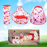 3-in-1 Foldable Tunnel Tent House for Kids - Red