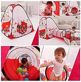 3-in-1 Foldable Tunnel Tent House for Kids - Red