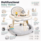 Foldable Baby Walker with Animal Activity Tray