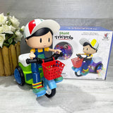 Electric Stunt Tricycle Toy with Bump-and-Go Lights & Music
