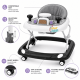 Foldable Baby Learning Walker with Steering-Wheel Activity Tray