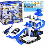 Alloy Police Car Multi-Level Parking Lot Playset for Kids