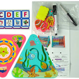 5-in-1 Multifunction Learning Shelf with Drawing Board & Alphabet Blocks