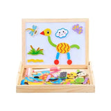2-in-1 Magnetic Puzzle Drawing Board with Whiteboard & Chalkboard for Kids