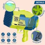 132-Hole Automatic Bubble Gun – Rechargeable Bubble Machine for Kids