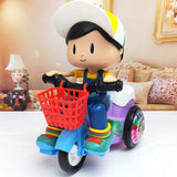 Electric Stunt Tricycle Toy with Bump-and-Go Lights & Music