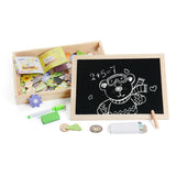 2-in-1 Magnetic Puzzle Drawing Board with Whiteboard & Chalkboard for Kids