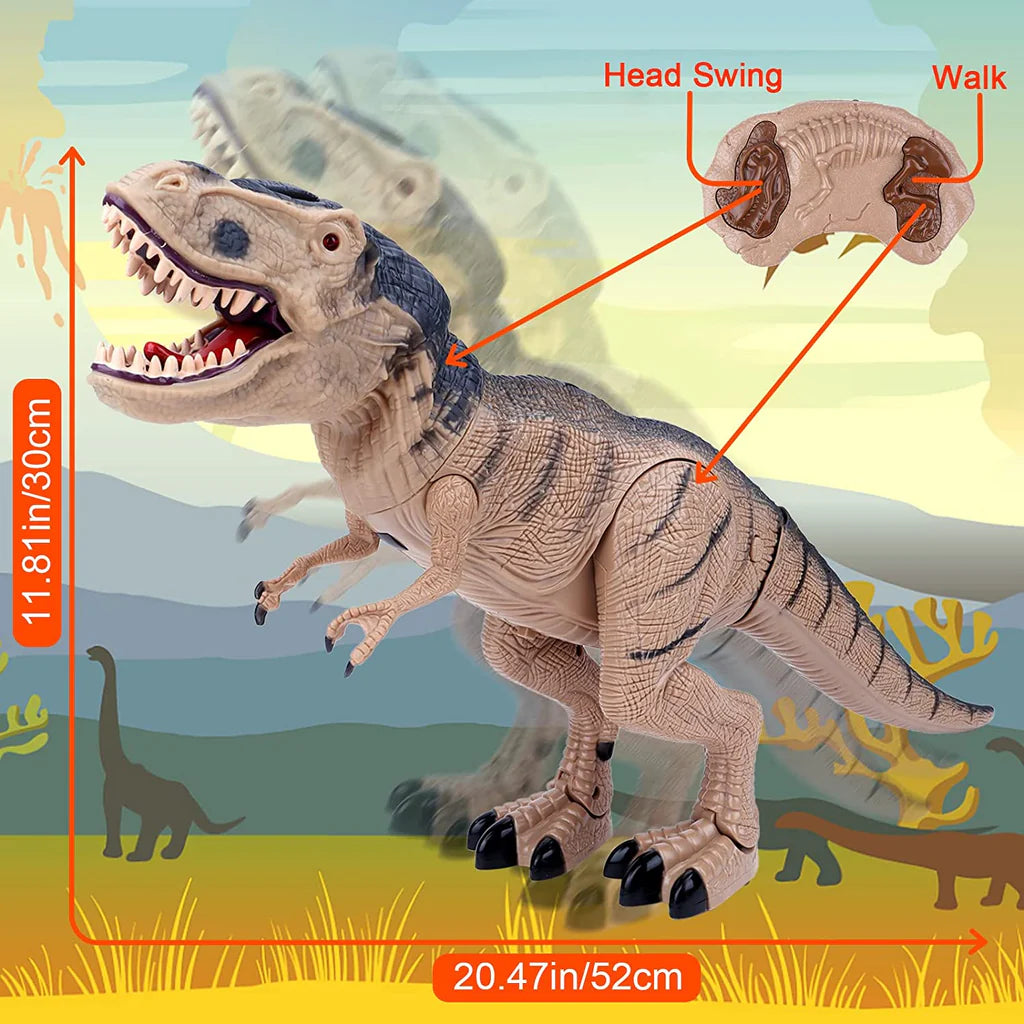 Walking Remote Control Tyrannosaurus Rex Toy with Glowing Light Effects