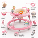 Foldable Baby Walker with Cute Fruit Activity Tray