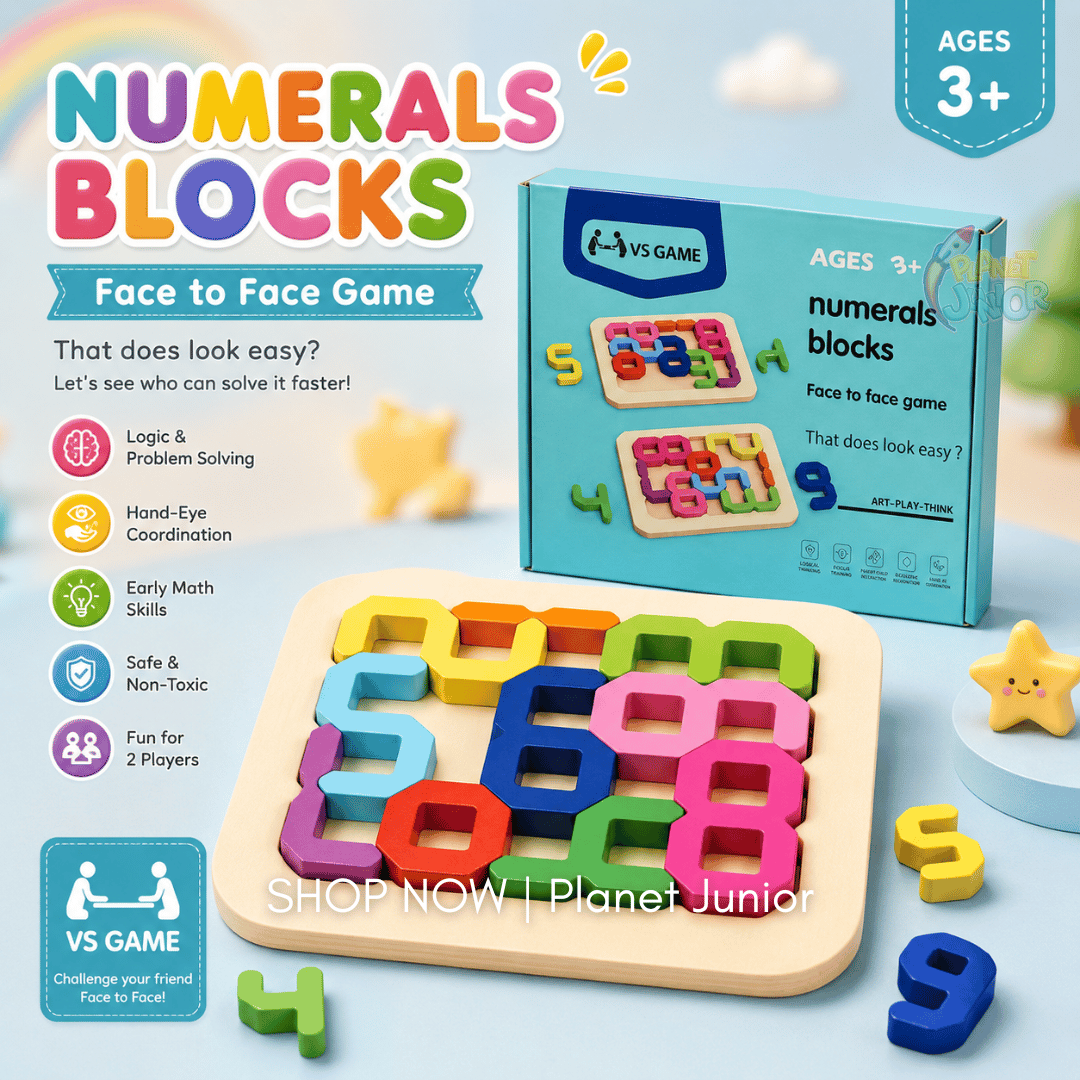 Wooden Number Blocks Puzzle Board for Kids – Montessori Toy