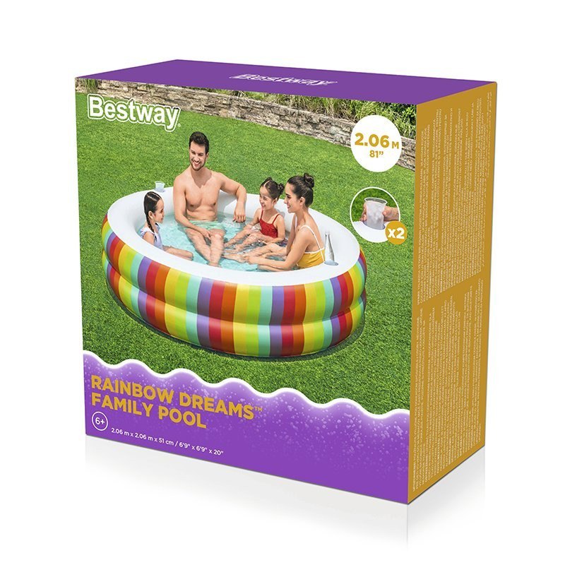 BESTWAY Rainbow Dream Pool 6.9ft | Kids Inflatable Pool