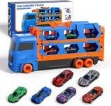 5Ft+ Long Foldable Transport Truck Playset with Race Track &amp; 6 Cars