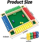 Shut The Box Dice Game – Wooden Family Math Board Game for 2–4 Players