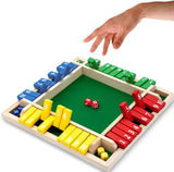 Shut The Box Dice Game – Wooden Family Math Board Game for 2–4 Players