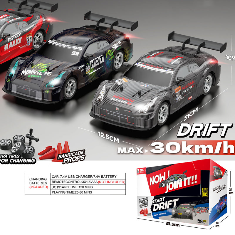Nissan GTR PRO RC Drift Car – 1:16 Scale 4WD with Dual Battery & Tire Sets