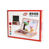 2-in-1 Magnetic Puzzle Drawing Board with Whiteboard & Chalkboard for Kids