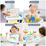 DIY Puzzle Activity Table with Magnetic Board & Stool for Kids