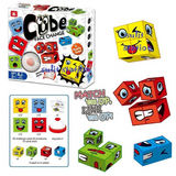 Face Change Cube Game - Wooden Expression Matching Puzzle for Kids