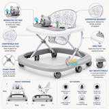 Foldable Baby Walker with Interactive Bear Activity Tray