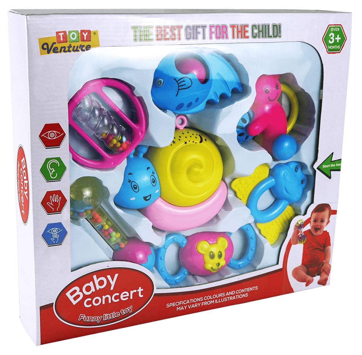 7 Pcs Rattle Set Box – Musical Baby Rattles for Newborns