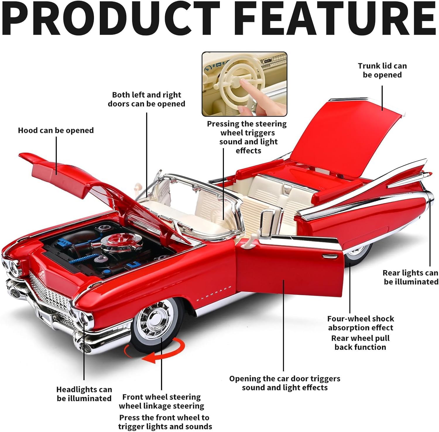 Cadillac Eldorado 1/24 scale diecast model car front view