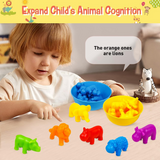 Animal Counting & Color Sorting Matching Game with Rainbow Bowls