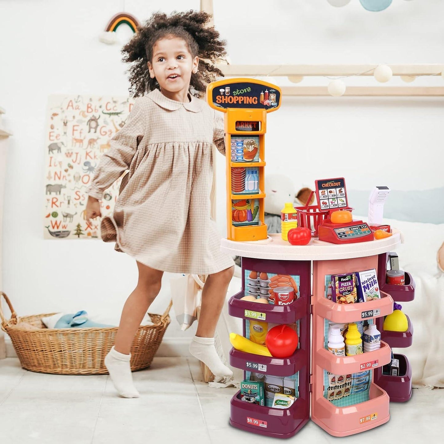 Grocery Store Playset with adjustable shelves for kids