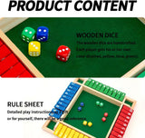 Shut The Box Dice Game – Wooden Family Math Board Game for 2–4 Players