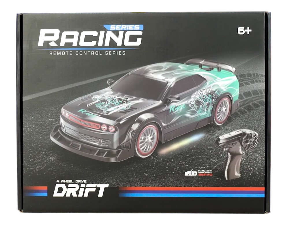 RC drift car retail box front, 4 wheel drive drift racing series