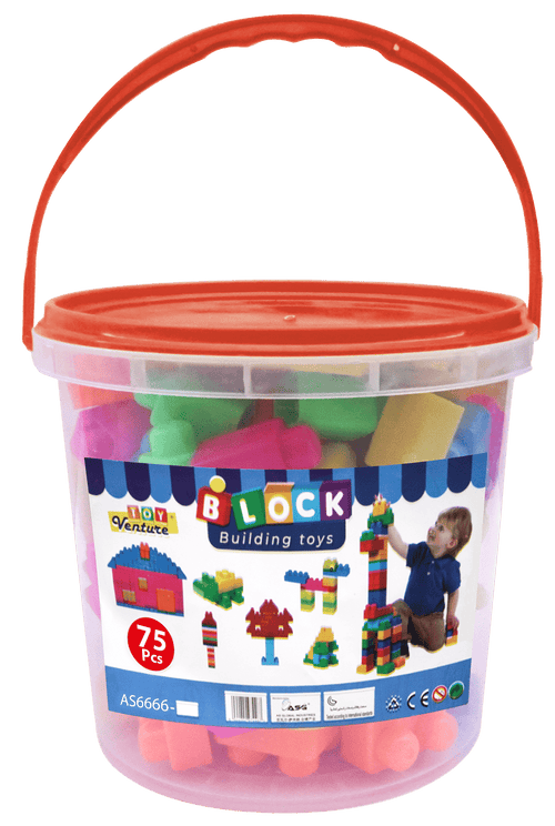 75 Pcs Building Block Bucket – Educational Construction Toy for Kids