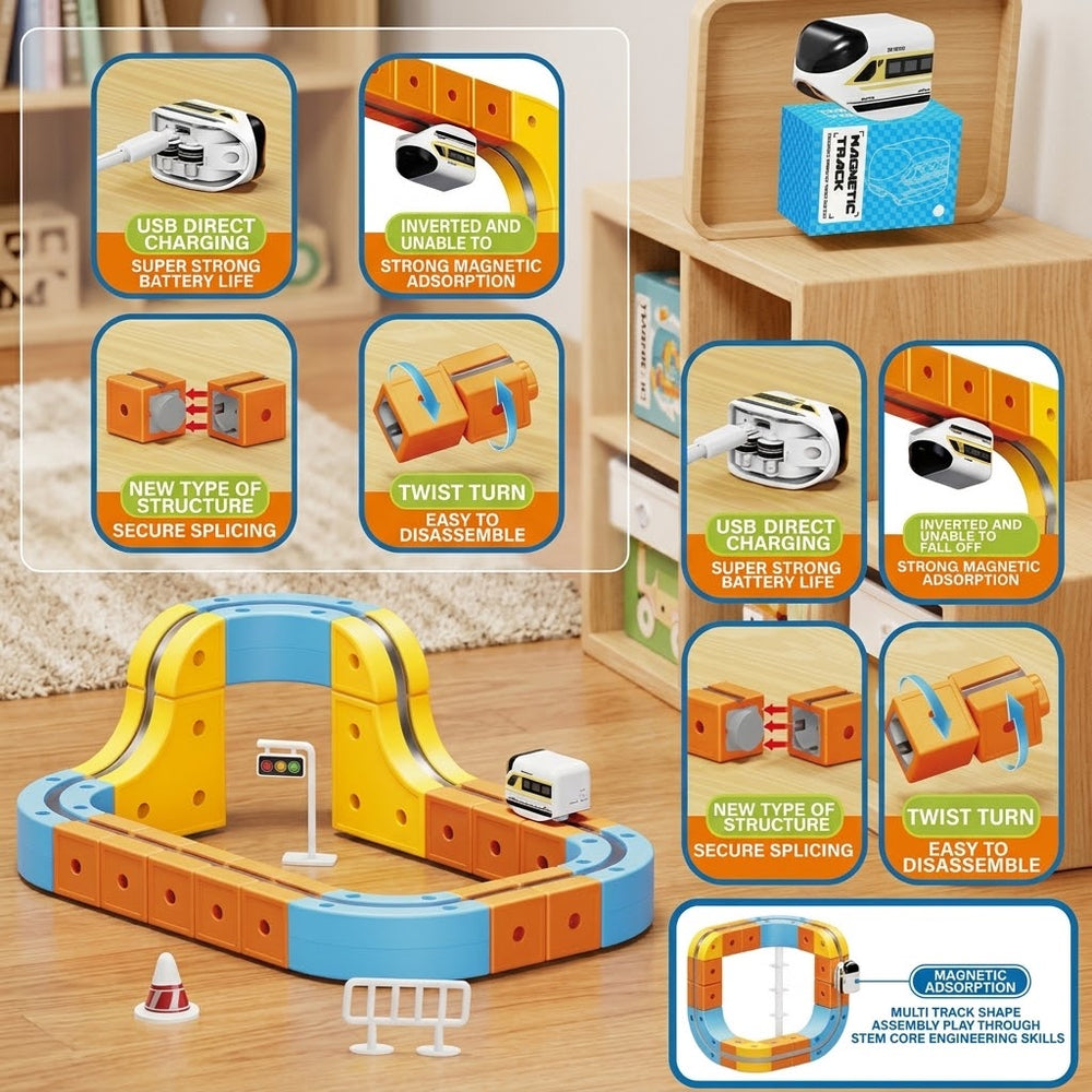 75Pcs DIY Magnetic Levitation Train Track Set for Kids