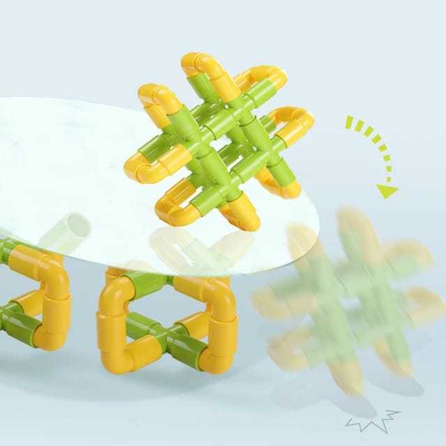 Pipe puzzle building blocks pieces straight T-shape cross bending connectors