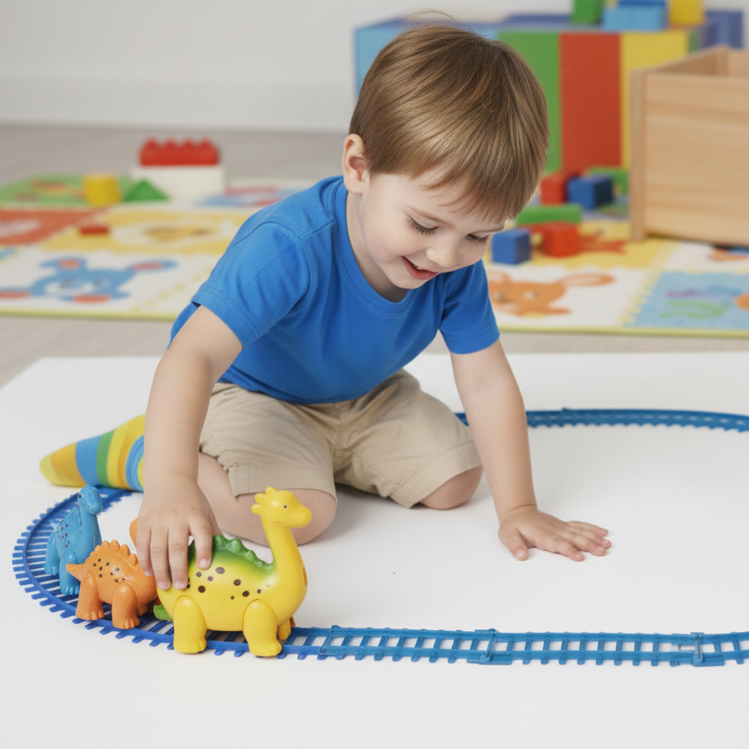 Multicolor Dinosaur Train Set – Battery-Operated Toy for Kids
