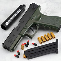 Red soft bullet toy gun with auto shell ejection for kids