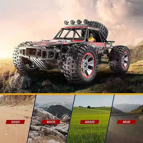 RC monster truck side angle with rugged tyres