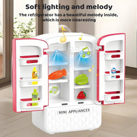 Mini Refrigerator Toy open door view with storage shelves
