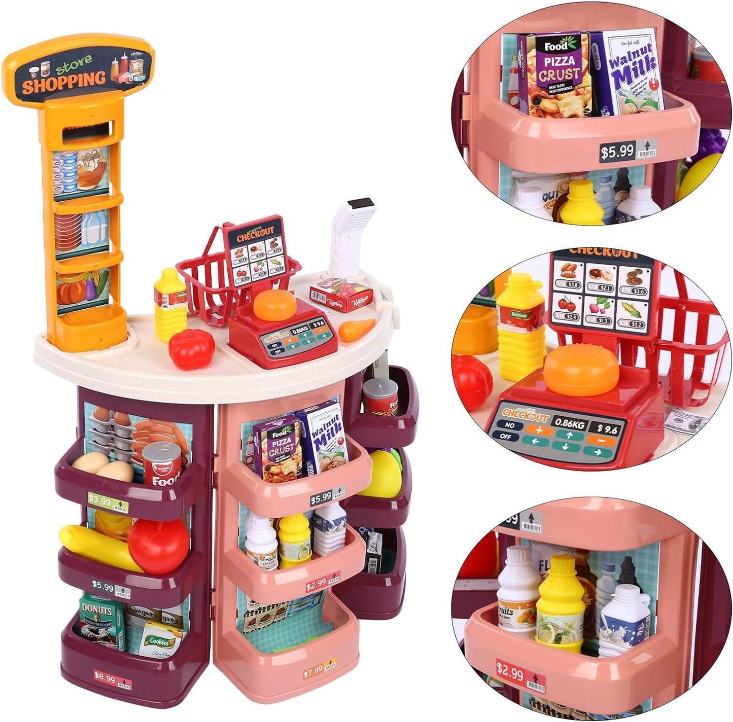 Kids Grocery Store Playset with Cash Register - front view
