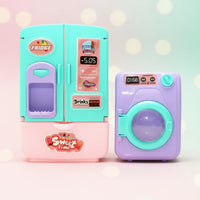Kids Kitchen Appliance Set - mini refrigerator and washing machine detail