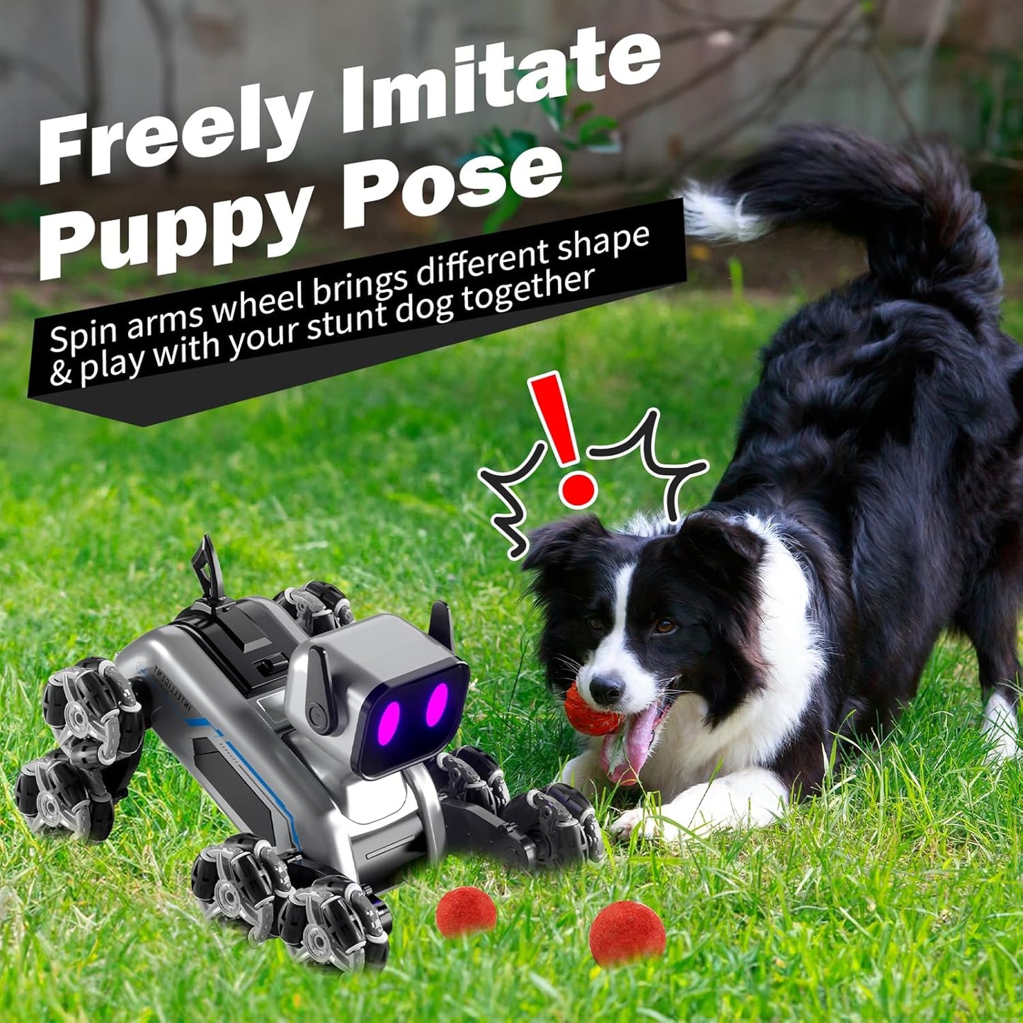 RC spray robot dog mist spray function in action, rechargeable robot toy
