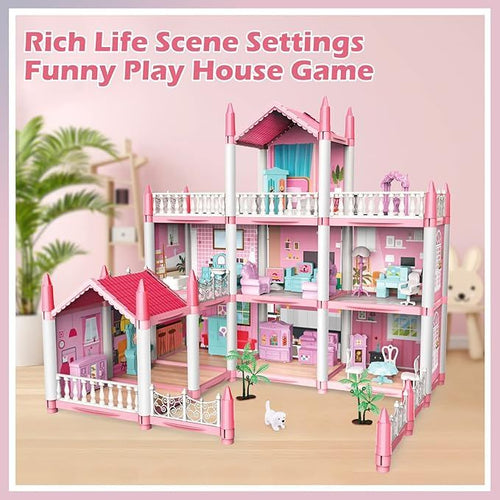 9-Room 3-Story Princess Doll House - front view