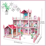 9-Room 3-Story Princess Doll House – Pink DIY Playset
