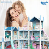 9-Room 3-Story Princess Doll House – Pink DIY Playset