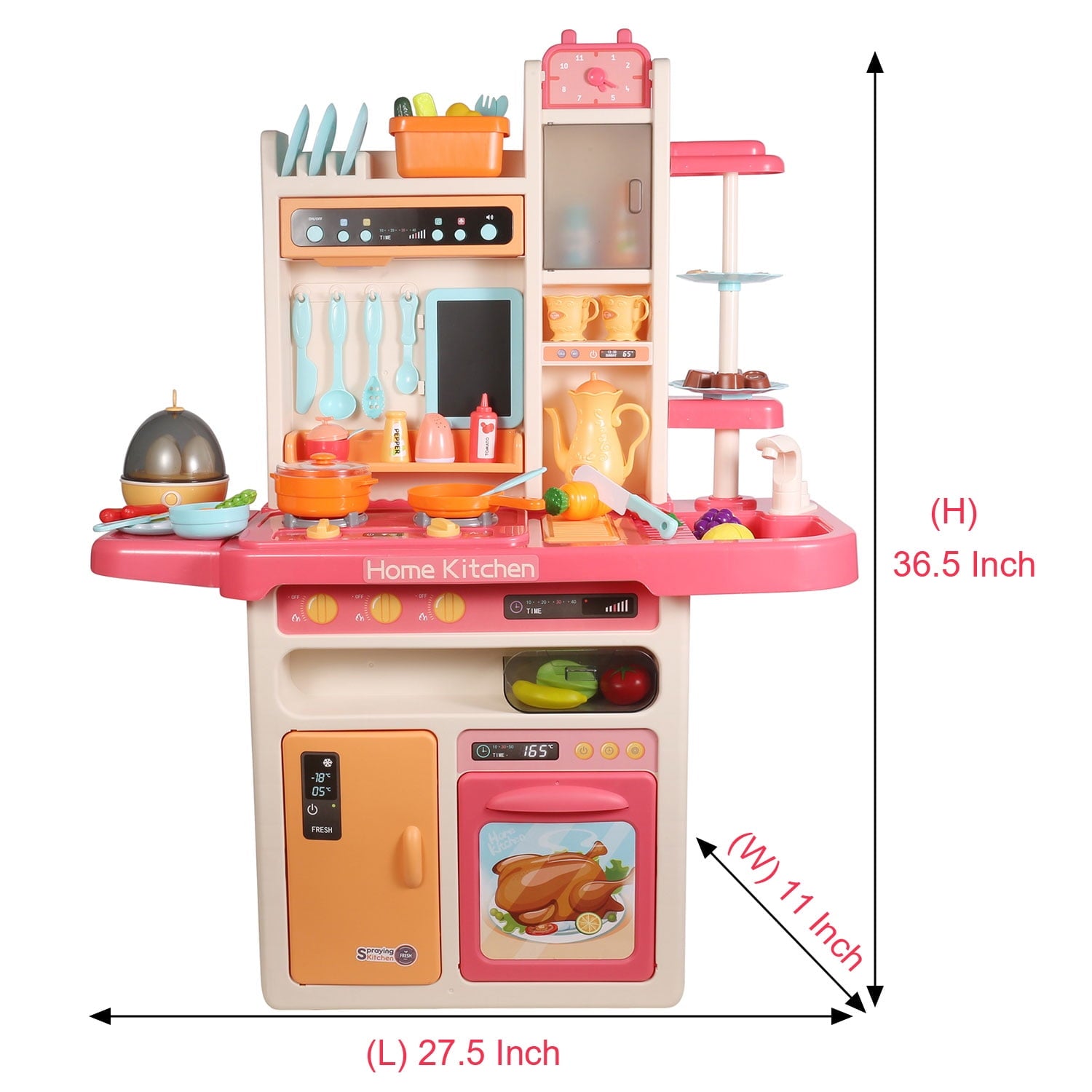 Girls pink kitchen toy set 96pcs pretend play cooking