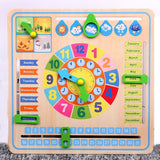 Educational Wooden Calendar Clock – Time, Weather & Seasons Learning Board
