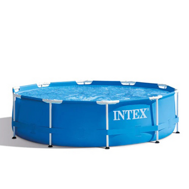 INTEX Metal Frame Pool with Filter 10ft | Deep Round Pool