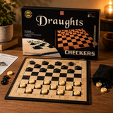 2-in-1 Chess & Draughts Wooden Board Game Set